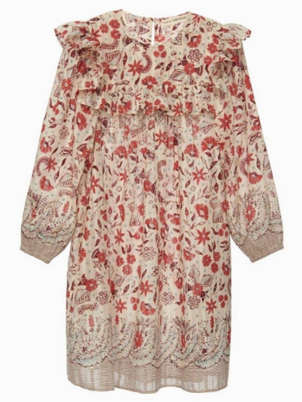 Ulla Johnson Kimaya Floral Dress Cream Red Ruffle Cottagecore Girls Size 4T